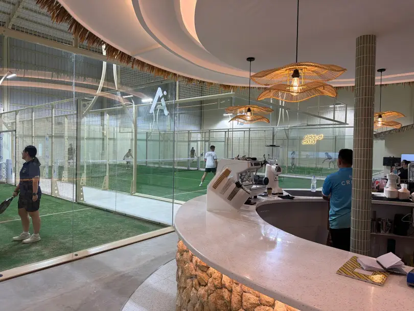 Players beside the bar