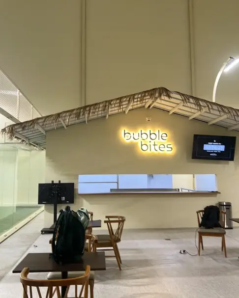 Bubble Bites counter under a thatched roof